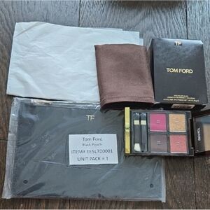Tom Ford Eye Color Quad In 43 Ambrosia, Black Makeup Bag, And Tissue Paper